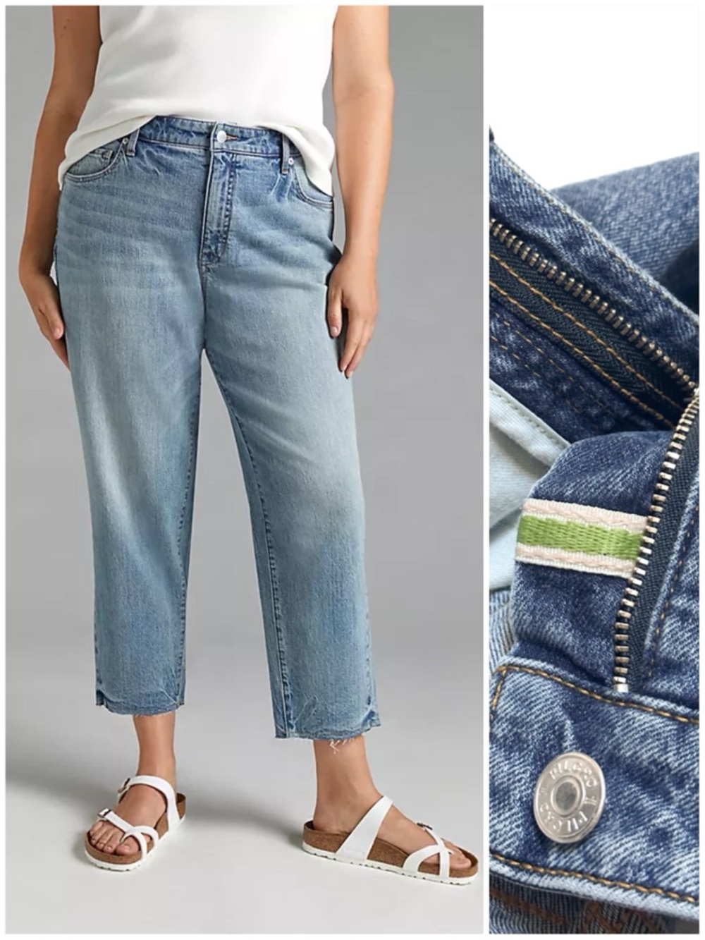Anthropologie Pilcro the Vintage Straight Jeans Cropped Leg Raw Hem 26” Inseam
